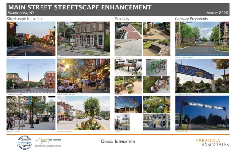 Various images of streetscapes, pavements, furnishings, and gateways in other communities.